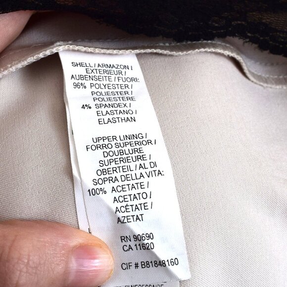 Off-White Satin Strapless Dress with Peek-a-Boo Black Lace - Picture 9 of 9